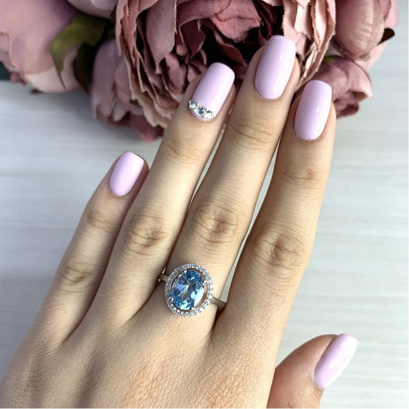 Серебряное кольцо SilverBreeze с натуральным топазом (2019015) 18 размер