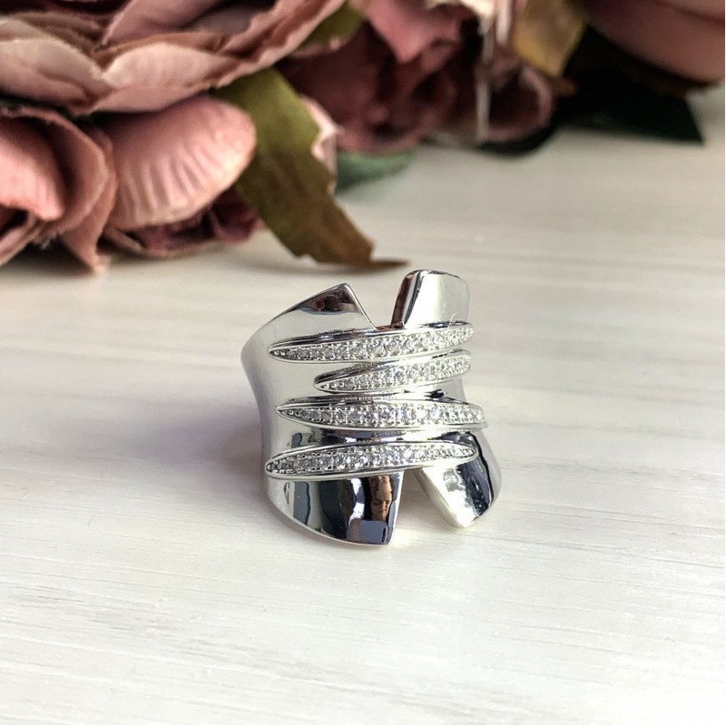 Серебряное кольцо SilverBreeze с фианитами (2031642) 18.5 размер