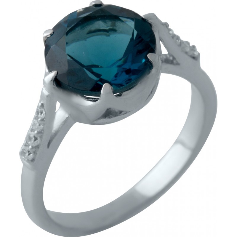 Серебряное кольцо SilverBreeze с натуральным топазом Лондон Блю (2012412) 17 размер