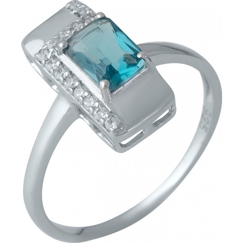Серебряное кольцо SilverBreeze с натуральным топазом Лондон Блю (1988466) 18 размер