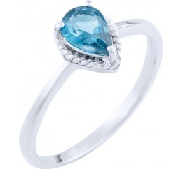 Серебряное кольцо SilverBreeze с натуральным топазом Лондон Блю 1725825 17.5 размер, 17.5 размер, 17.5 размер, 17.5 размер