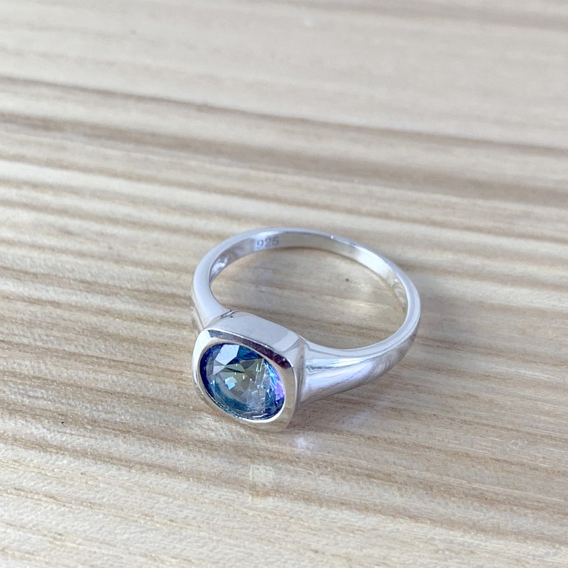 Серебряное кольцо SilverBreeze с натуральным мистик топазом (1972281) 17.5 размер
