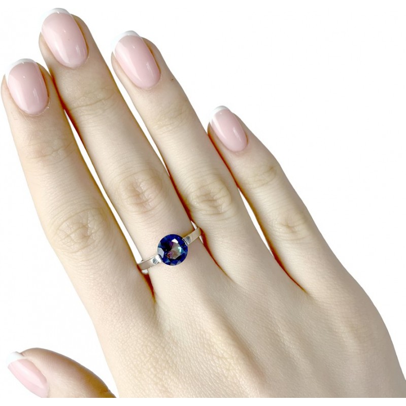 Серебряное кольцо SilverBreeze с натуральным мистик топазом (1961001) 17 размер