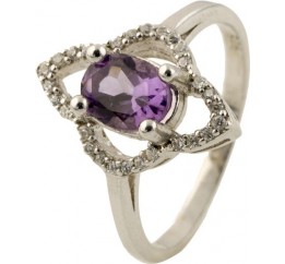 Серебряное кольцо SilverBreeze с натуральным аметистом 0269108 16.5 размер, 16.5 размер, 16.5 размер, 16.5 размер