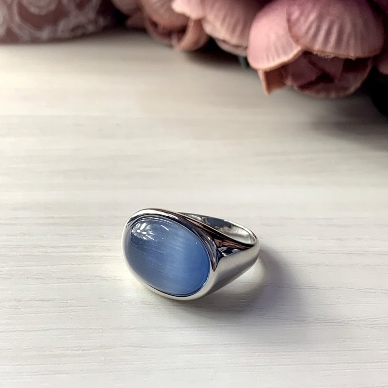 Серебряное кольцо SilverBreeze с кошачим глазом (2002512) 17.5 размер