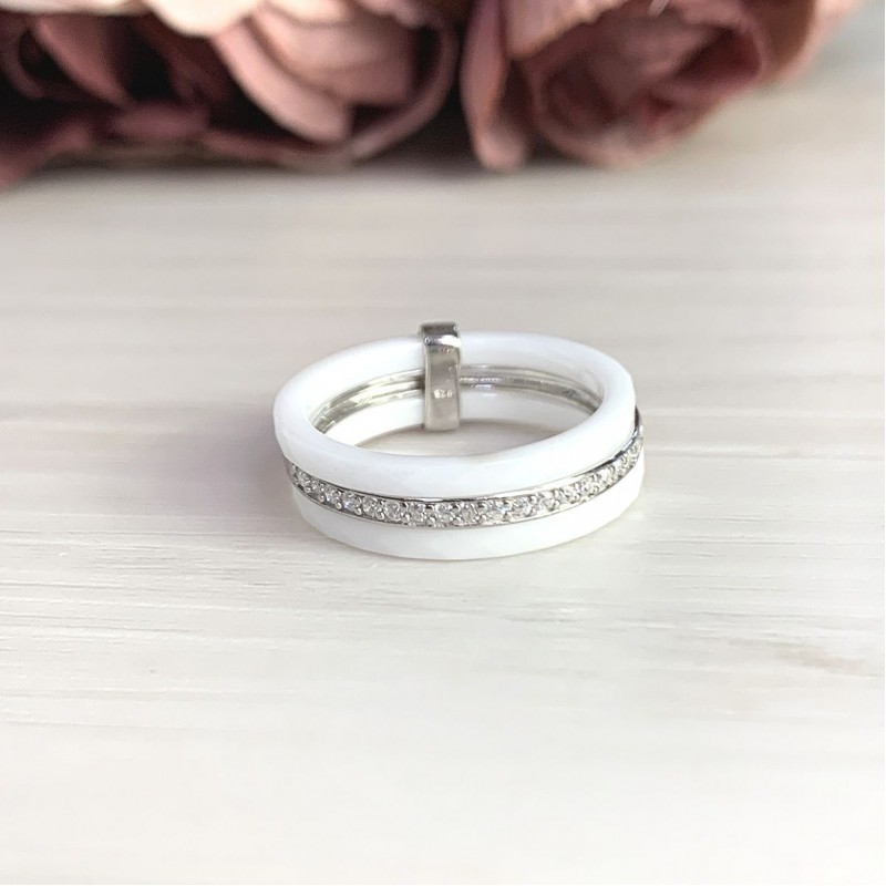 Серебряное кольцо SilverBreeze с керамикой (1223666) 15 размер