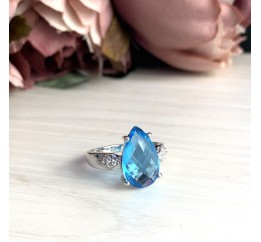 Серебряное кольцо SilverBreeze с аквамарином nano 1960202 17 размер, 17 размер, 17 размер, 17 размер