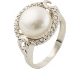 Серебряное кольцо SilverBreeze с натуральным жемчугом (0364995) 15.5 размер