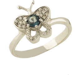 Серебряное кольцо SilverBreeze с натуральным топазом Лондон Блю 0837246 17.5 размер, 17.5 размер, 17.5 размер, 17.5 размер