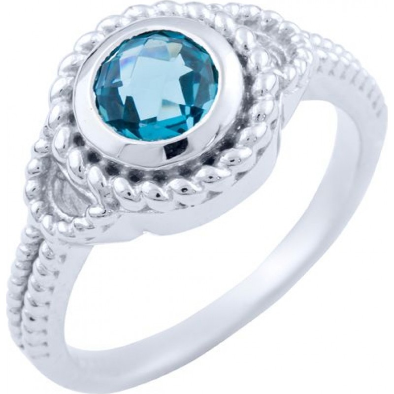 Серебряное кольцо SilverBreeze с натуральным топазом Лондон Блю 1655313 18 размер, 18 размер, 18 размер, 18 размер