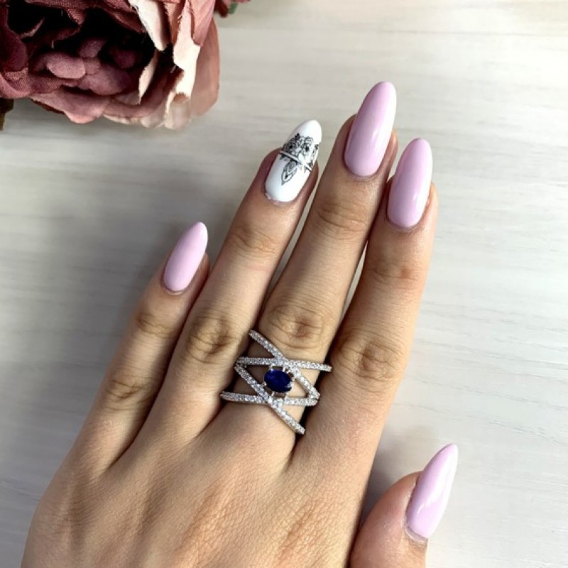 Серебряное кольцо SilverBreeze с натуральным сапфиром 1912805 18 размер, 18 размер, 18 размер, 18 размер