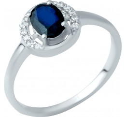 Серебряное кольцо SilverBreeze с натуральным сапфиром (1938232) 18 размер
