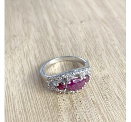Серебряное кольцо SilverBreeze с натуральным рубином (1963333) 17 размер
