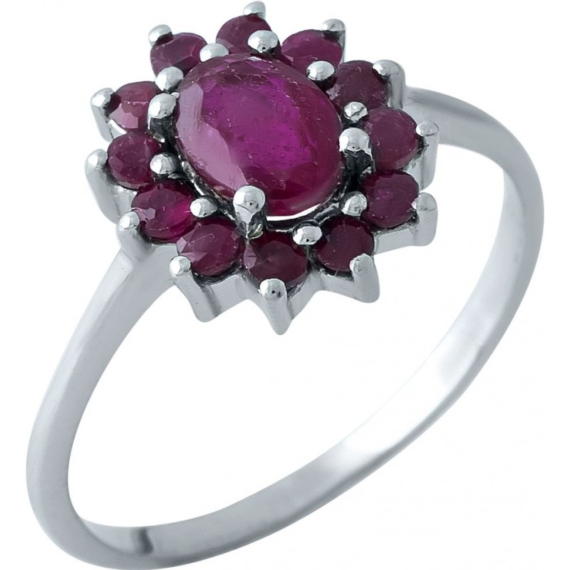 Серебряное кольцо SilverBreeze с натуральным рубином (1968109) 18 размер