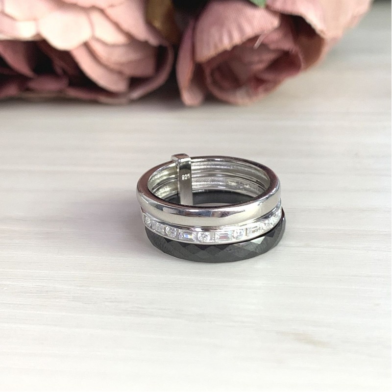 Серебряное кольцо SilverBreeze с керамикой (1978085) 17.5 размер