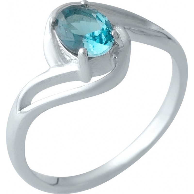 Серебряное кольцо SilverBreeze с натуральным топазом Лондон Блю (1997925) 17 размер