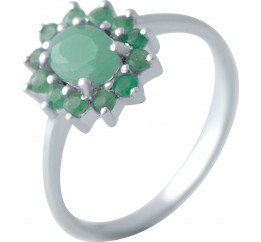 Серебряное кольцо SilverBreeze с натуральным изумрудом (2043386) 18 размер