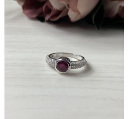 Серебряное кольцо SilverBreeze с натуральным рубином, фианитами 2041016 16.5 размер, 16.5 размер, 16.5 размер, 16.5 размер