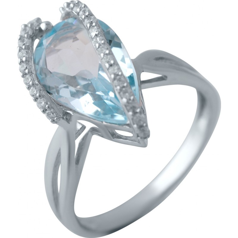 Серебряное кольцо SilverBreeze с натуральным топазом (2042587) 17 размер