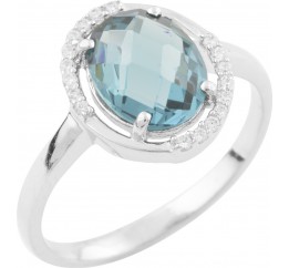 Серебряное кольцо SilverBreeze с натуральным топазом Лондон Блю 1634264 18 размер, 18 размер, 18 размер, 18 размер