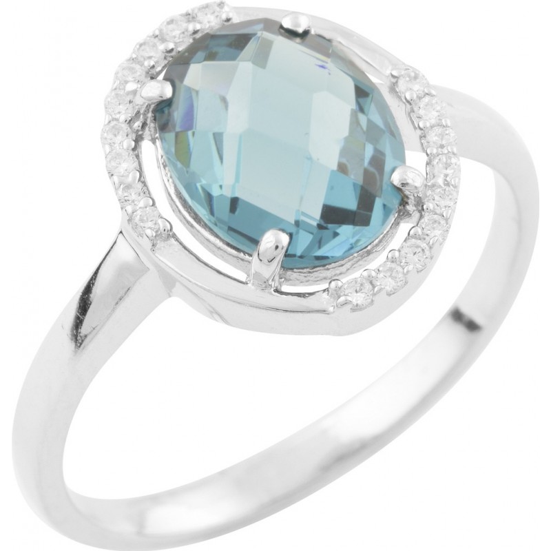 Серебряное кольцо SilverBreeze с натуральным топазом Лондон Блю 1634264 18 размер, 18 размер, 18 размер, 18 размер