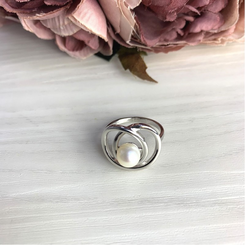Серебряное кольцо SilverBreeze с натуральным жемчугом барочным (2071396) 17.5 размер