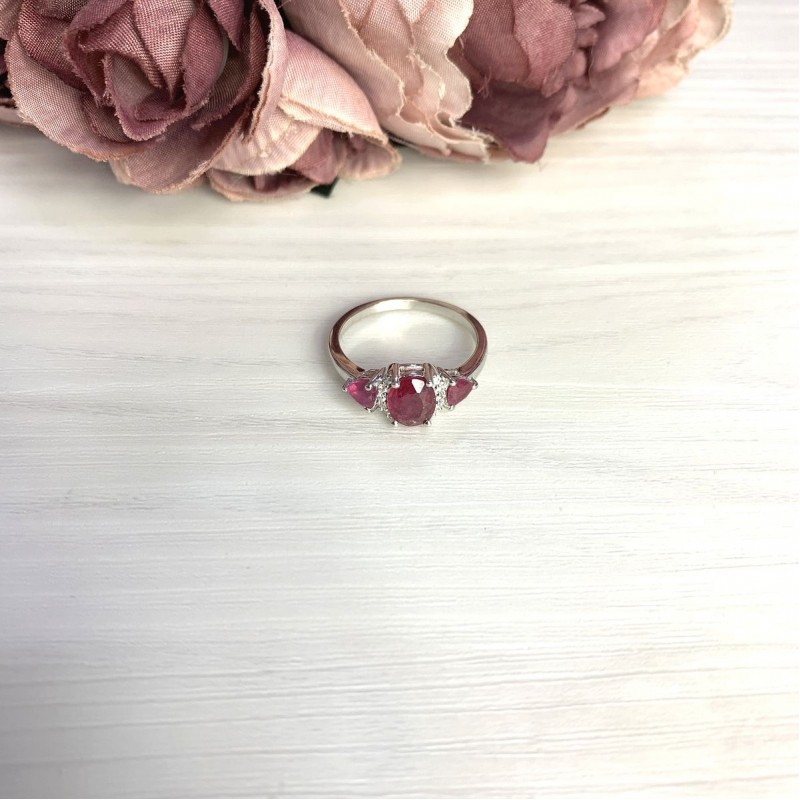Серебряное кольцо SilverBreeze с натуральным рубином 2.634ct (2065326) 17.5 размер