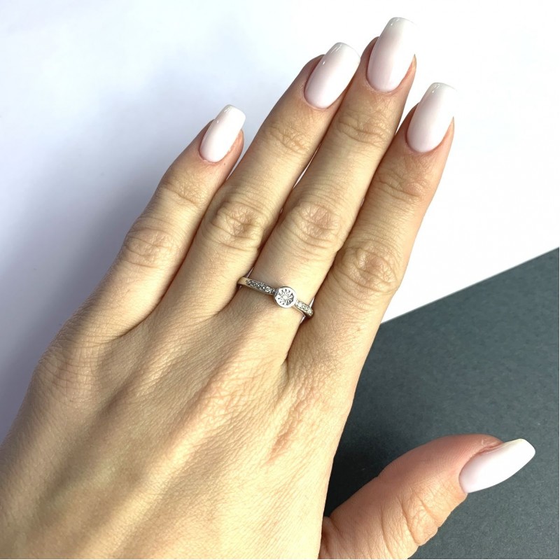 Серебряное кольцо SilverBreeze с натуральными бриллиантом 0.05ct (2064244) 17.5 размер