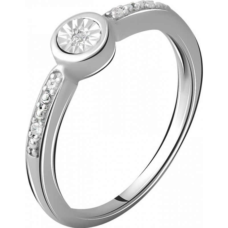 Серебряное кольцо SilverBreeze с натуральными бриллиантом 0.05ct (2064244) 17.5 размер