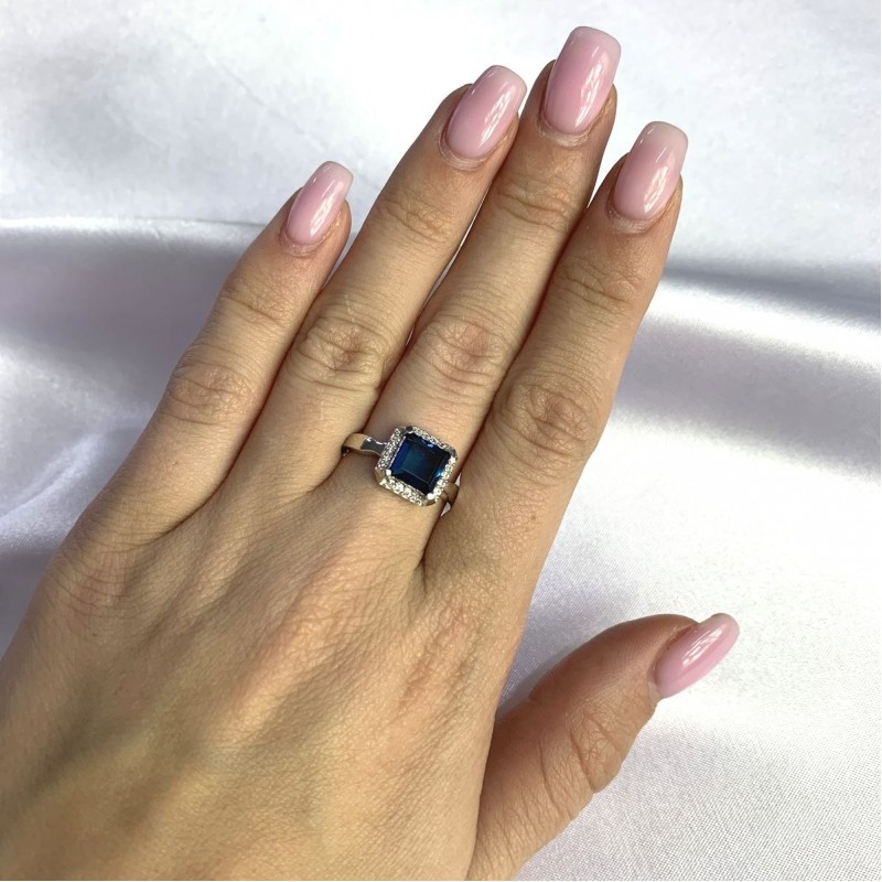 Серебряное кольцо SilverBreeze с натуральным топазом Лондон Блю 1.603ct 2062264 18 размер, 18 размер, 18 размер, 18 размер