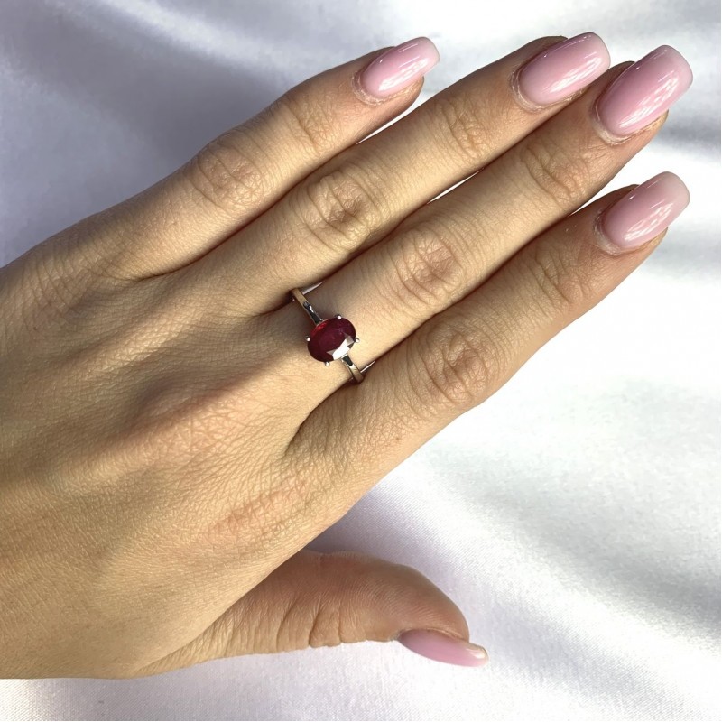 Серебряное кольцо SilverBreeze с натуральным рубином 1.756ct (2060178) 17.5 размер