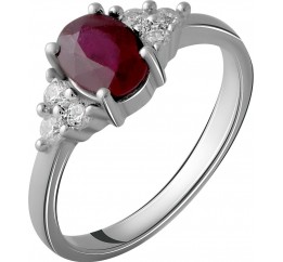 Серебряное кольцо SilverBreeze с натуральным рубином 1.327ct (2058045) 17.5 размер