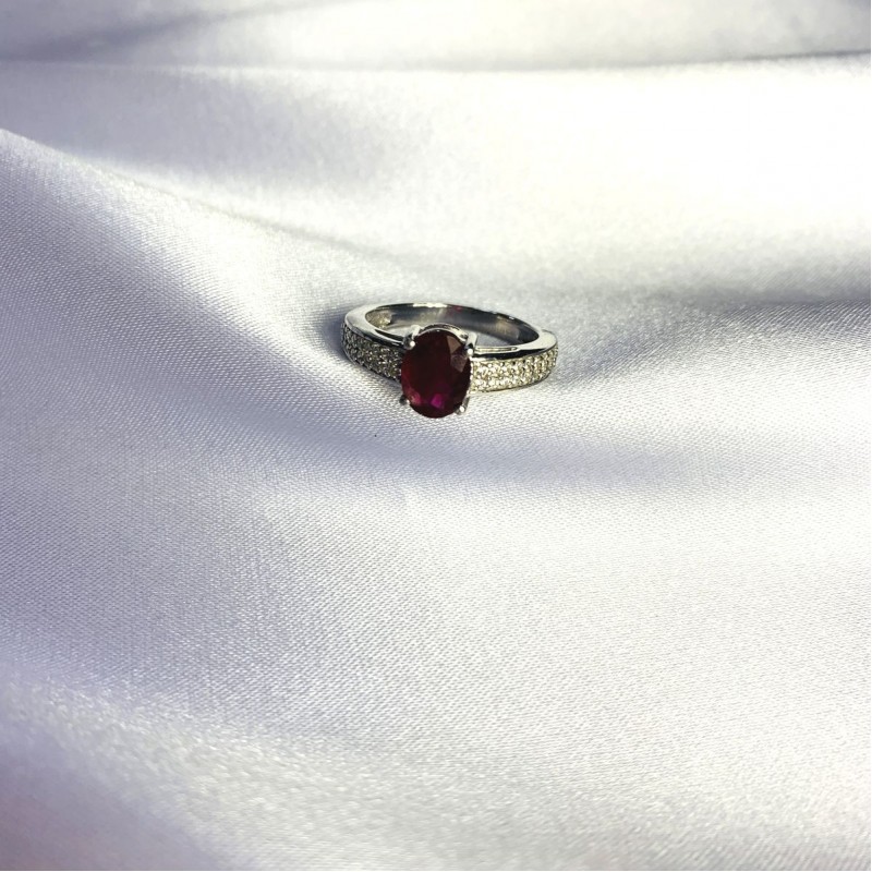 Серебряное кольцо SilverBreeze с натуральным рубином 2.068ct (2057673) 17.5 размер