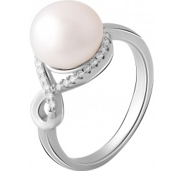 Серебряное кольцо SilverBreeze с натуральным жемчугом (2055426) 16.5 размер