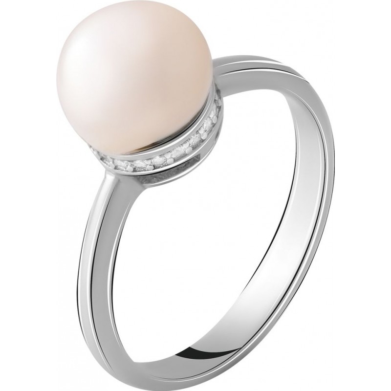 Серебряное кольцо SilverBreeze с натуральным жемчугом (2055310) 17 размер