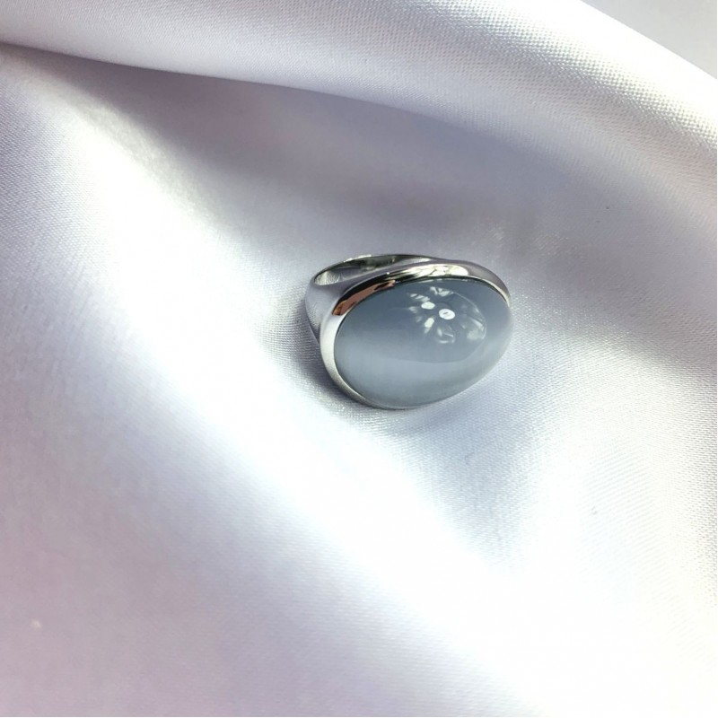 Серебряное кольцо SilverBreeze с кошачим глазом (2052609) 17.5 размер