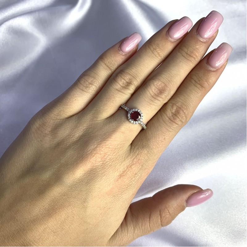 Серебряное кольцо SilverBreeze с натуральным рубином 1.198ct (2021513) 17 размер
