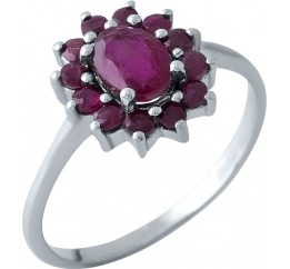 Серебряное кольцо SilverBreeze с натуральным рубином (1968109) 17.5 размер