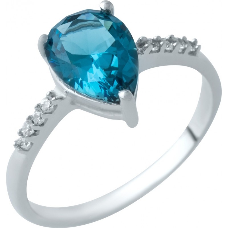 Серебряное кольцо SilverBreeze с натуральным топазом Лондон Блю (1929575) 18 размер