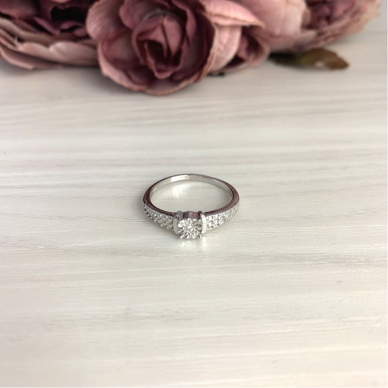Серебряное кольцо SilverBreeze с натуральными бриллиантом 0.03ct (2074694) 17.5 размер