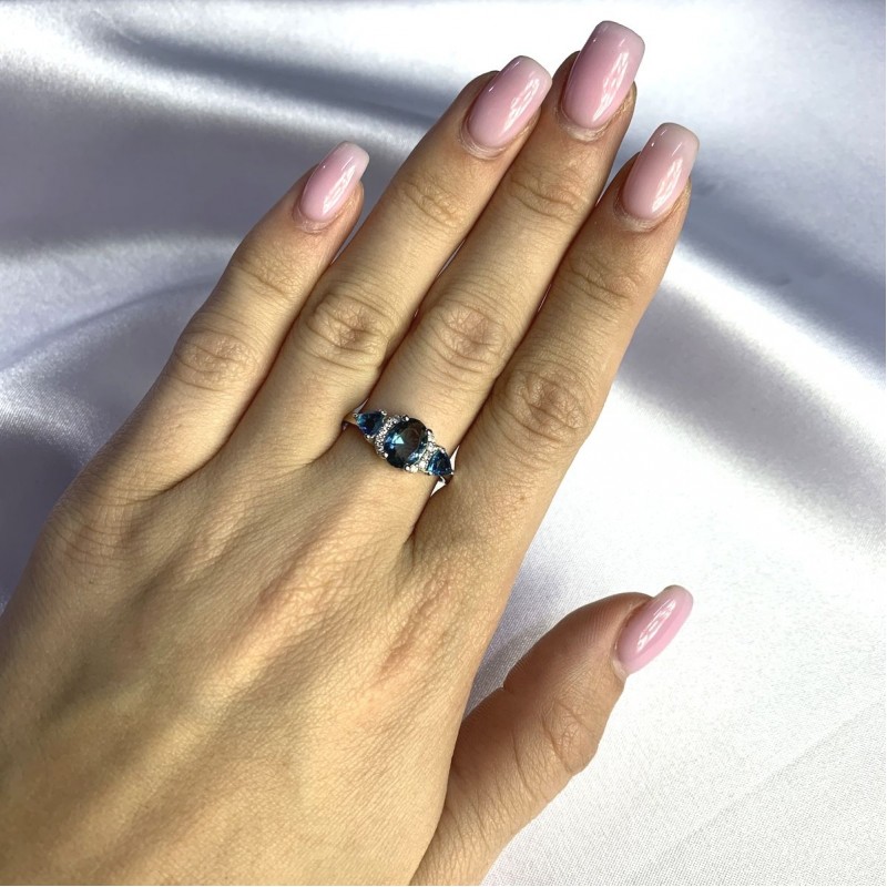 Серебряное кольцо SilverBreeze с натуральным топазом Лондон Блю 1.347ct 2062547 17.5 размер, 17.5 размер, 17.5 размер, 17.5 размер