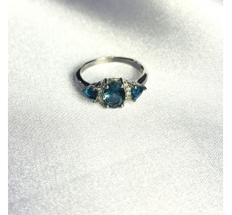 Серебряное кольцо SilverBreeze с натуральным топазом Лондон Блю 1.347ct 2062547 17.5 размер, 17.5 размер, 17.5 размер, 17.5 размер