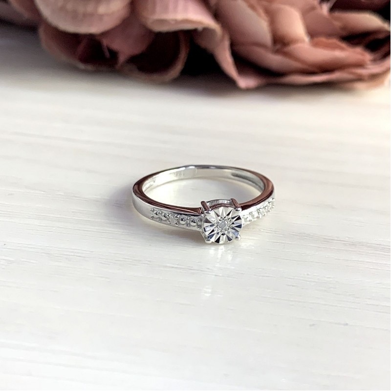 Серебряное кольцо SilverBreeze с натуральными бриллиантом 0.027ct (2048565) 16.5 размер
