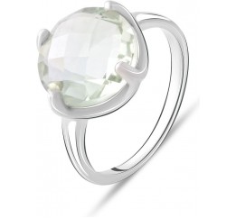 Серебряное кольцо SilverBreeze с натуральным зеленим аметистом 5.27ct (2070672) 17.5 размер