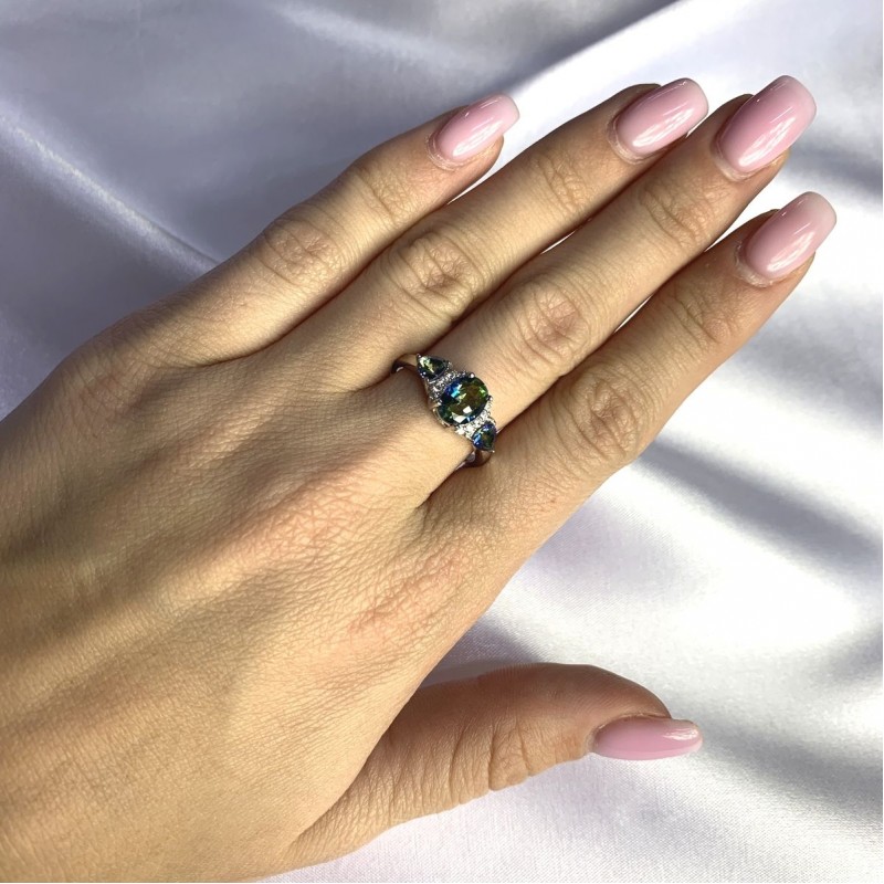 Серебряное кольцо SilverBreeze с натуральным мистик топазом 0.913ct 2058434 18.5 размер, 18.5 размер, 18.5 размер, 18.5 размер