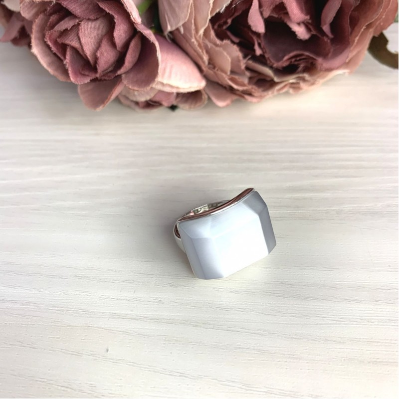 Серебряное кольцо SilverBreeze с кошачим глазом (2053927) 17 размер