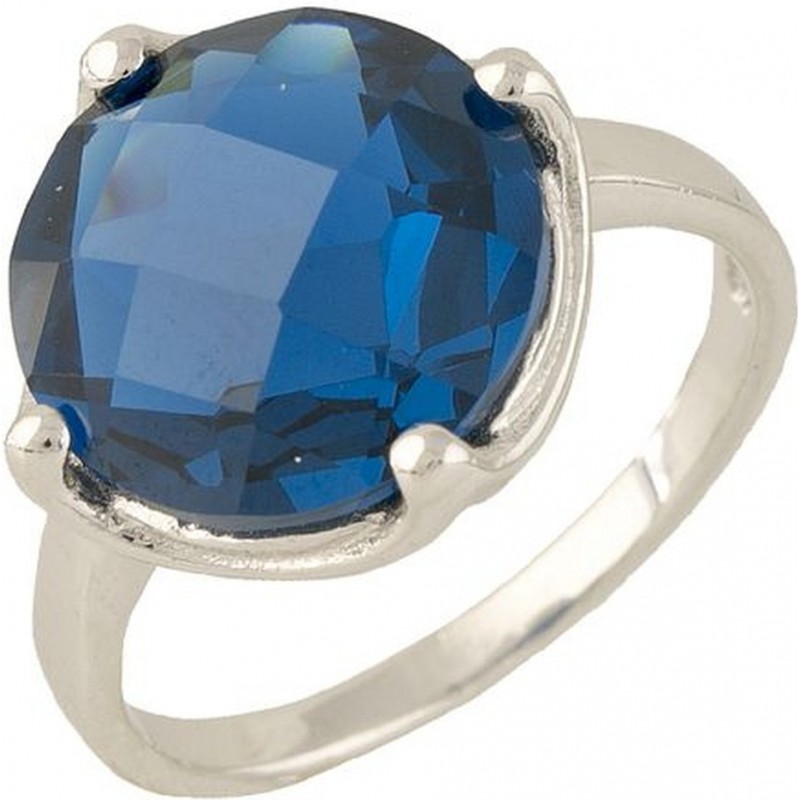 Серебряное кольцо SilverBreeze с топазом nano Лондон Блю 0704876 18.5 размер, 18.5 размер, 18.5 размер, 18.5 размер
