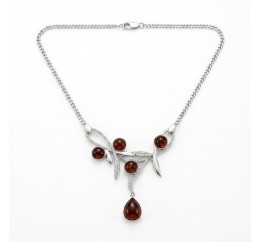 Колье серебряное с янтарем (811)